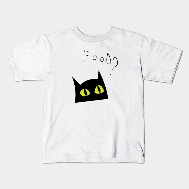 Food? asks the cat Kids T-Shirt by SkelBunny